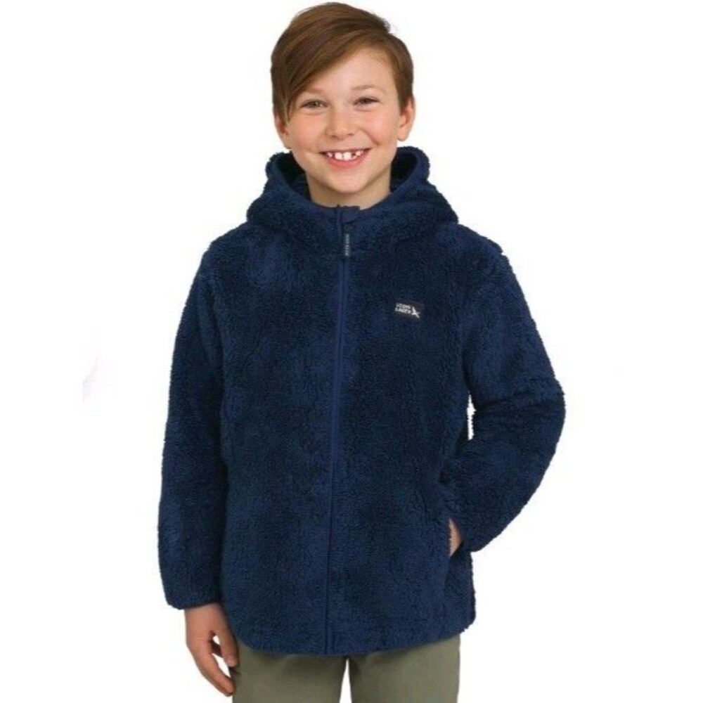 Eddie Bauer Youth Kid's High‎ Pile Plush Hooded Full Zip Jacket Medium, Blue B94